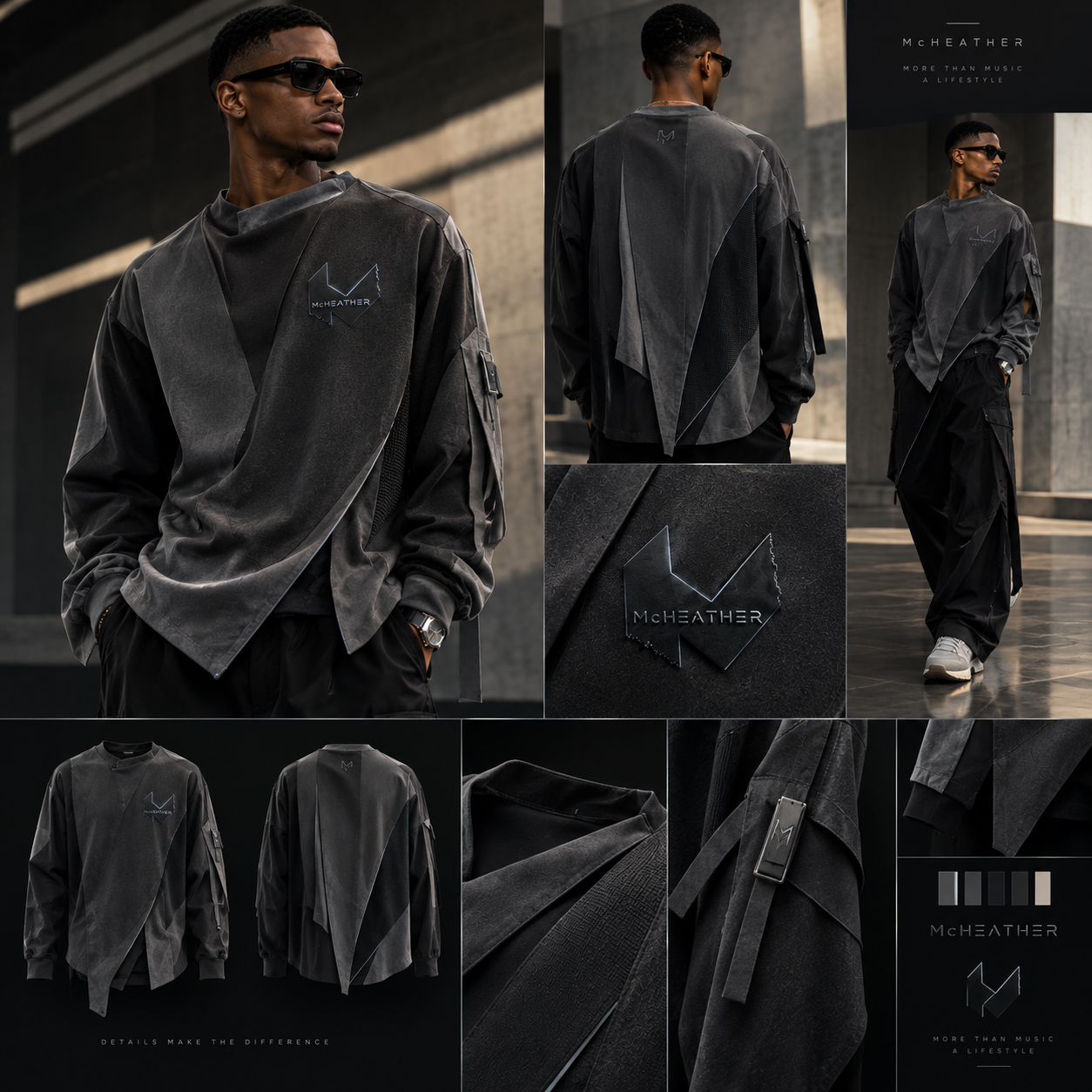 McHeather lookbook details and technical garment construction